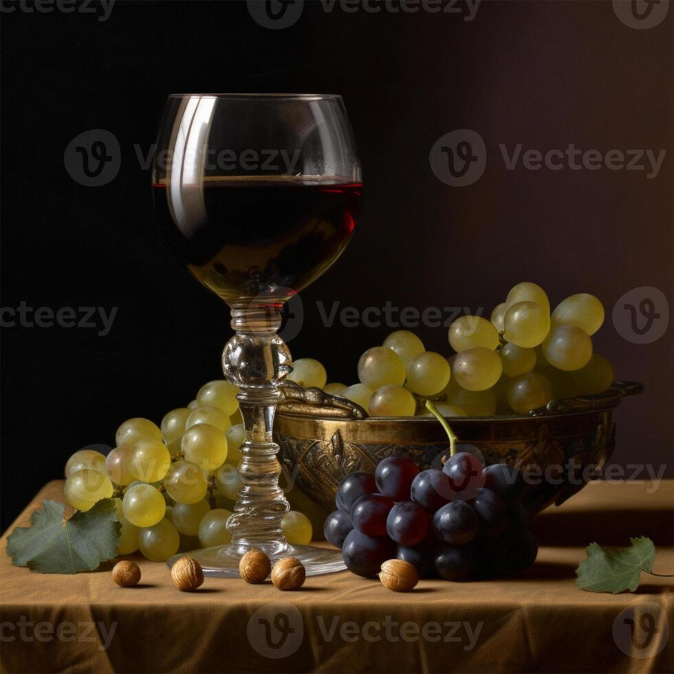 A bowl of grapes Generated photo