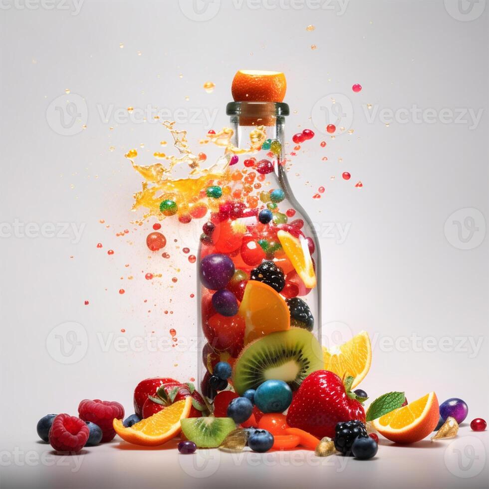 A bottle of fruit Generated photo