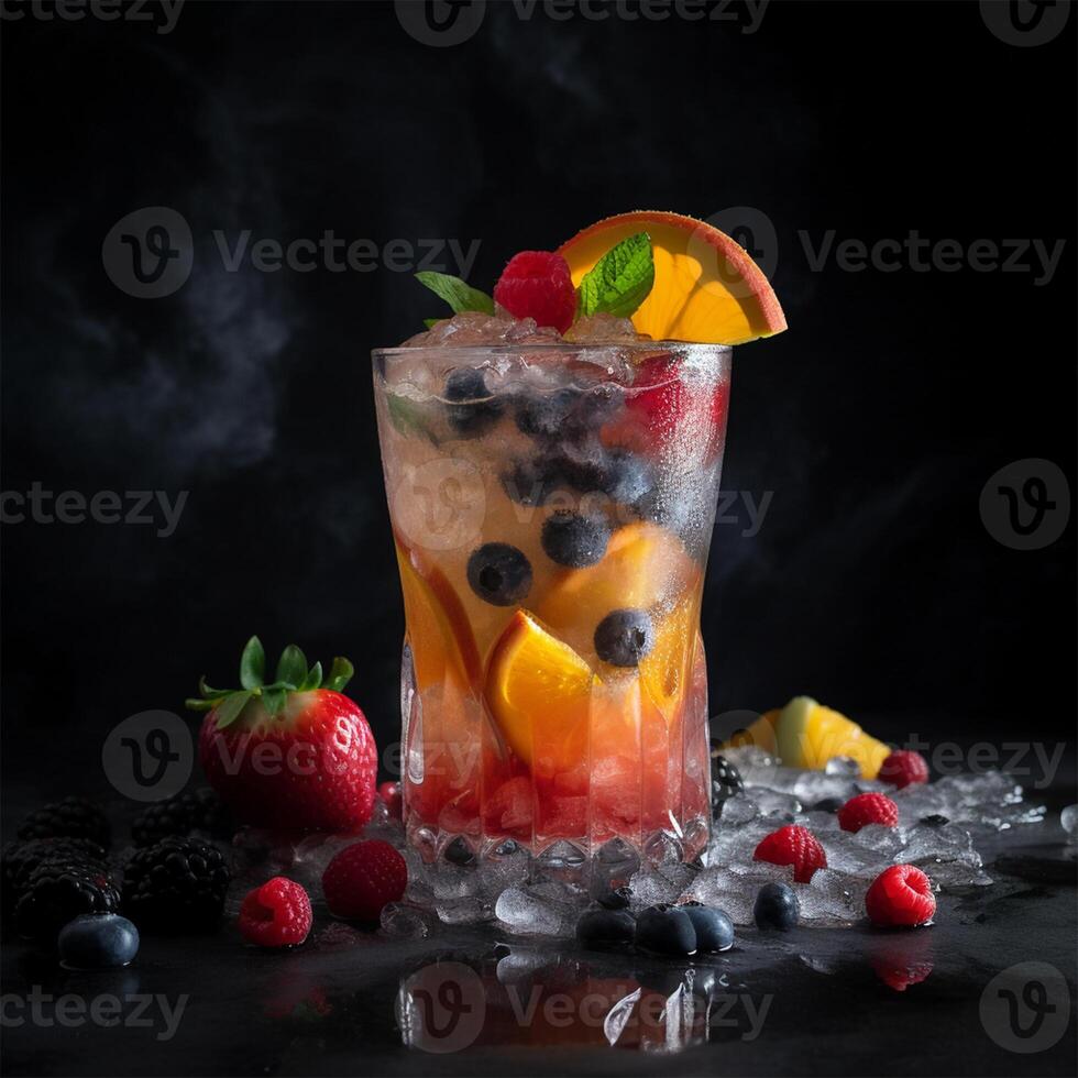 A glass of fruit Generated photo