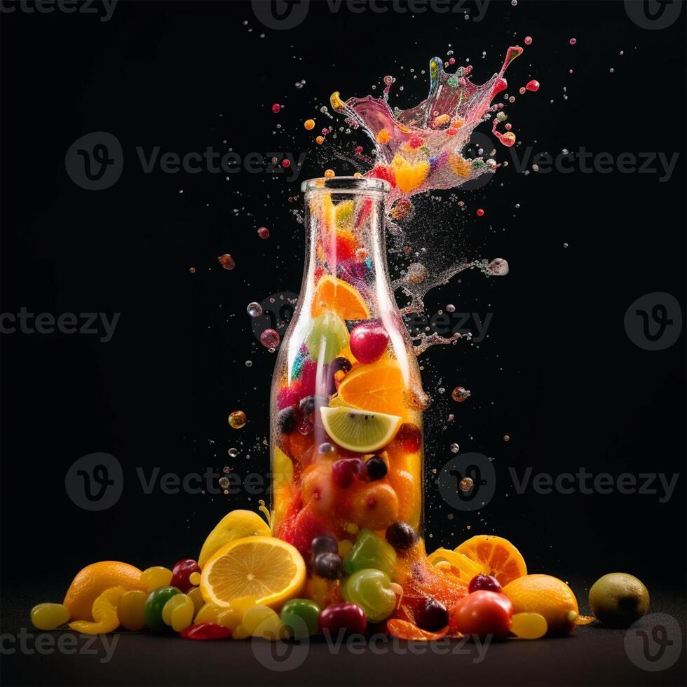 A bottle of fruit Generated photo