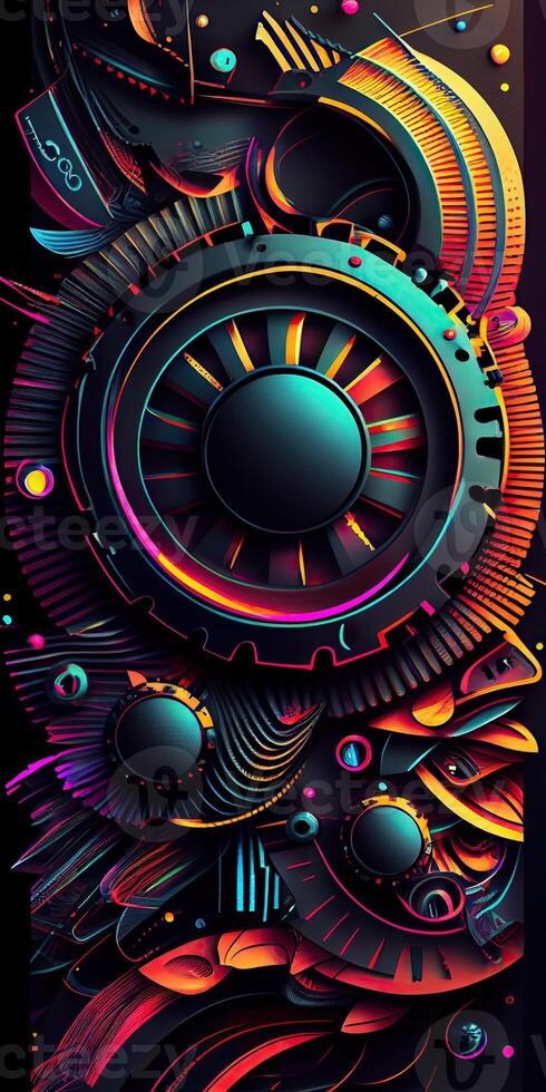 Wallpaper retro tech background for mobile. photo