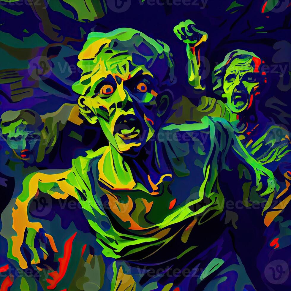 Group of zombies. Illustration. photo