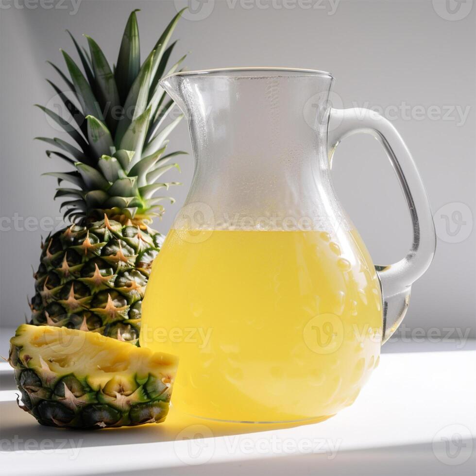 A pitcher of pineapple juice Generated photo