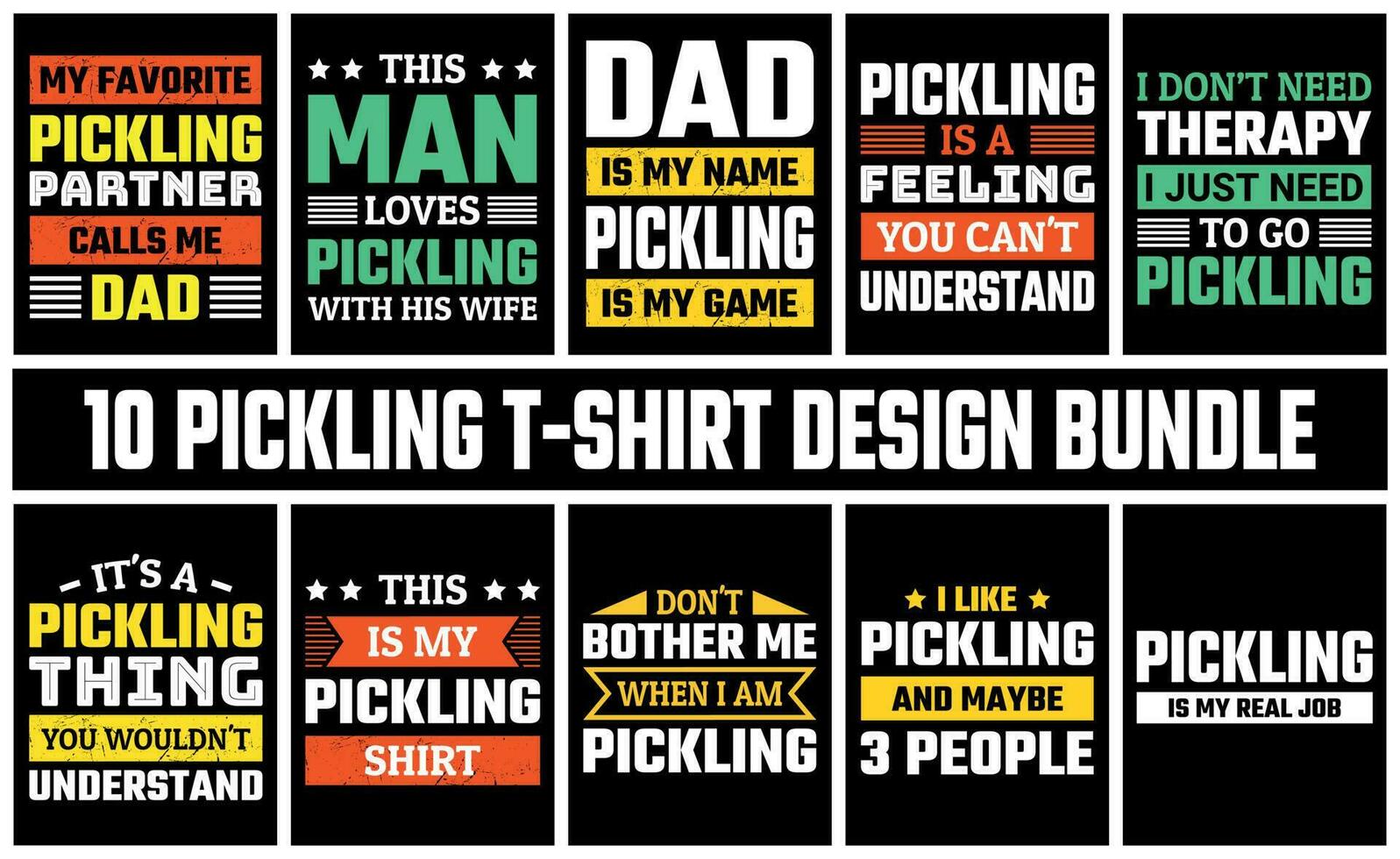 Pickling T Shirt Design Set Vector