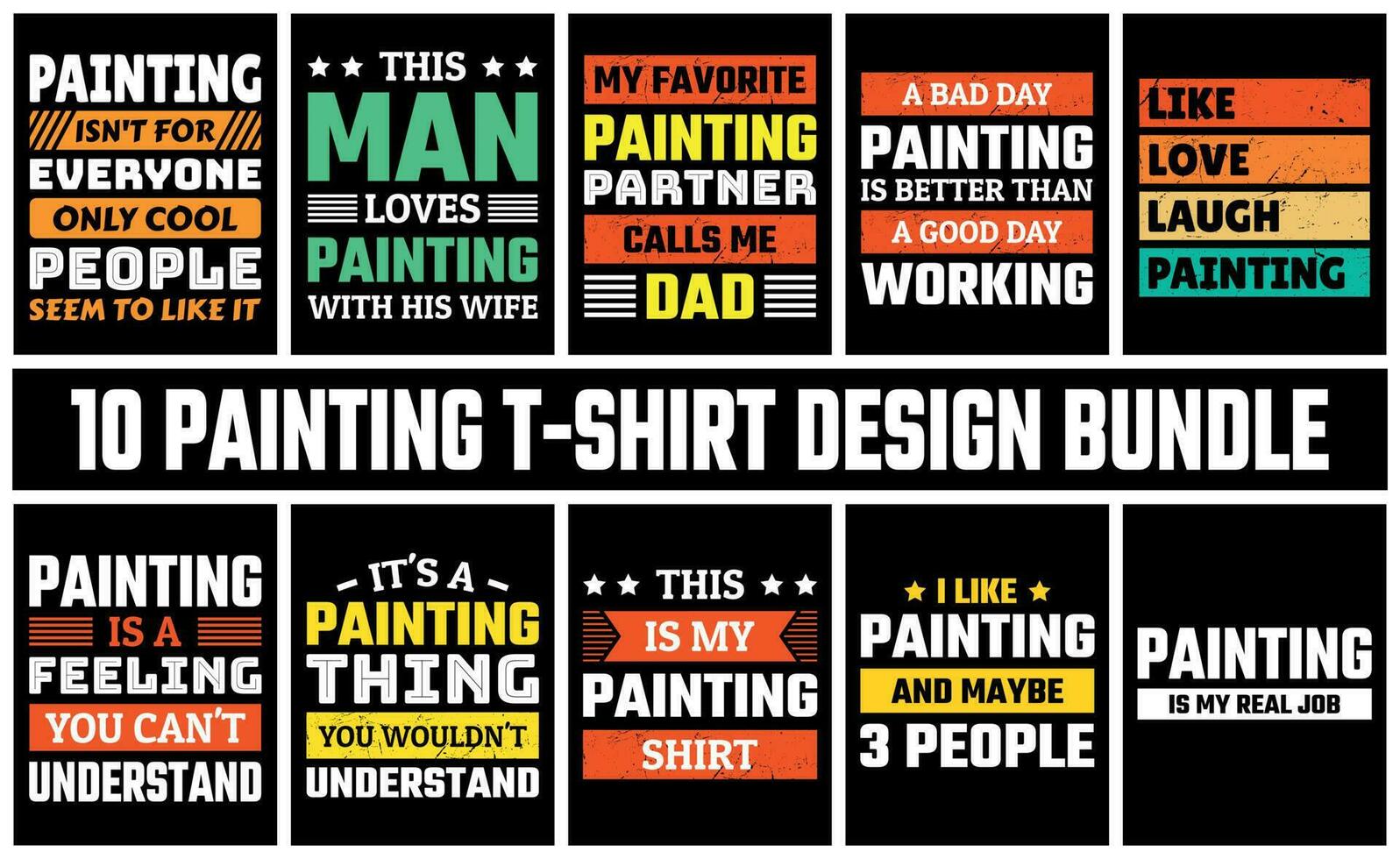 Painting T Shirt Design Set Vector