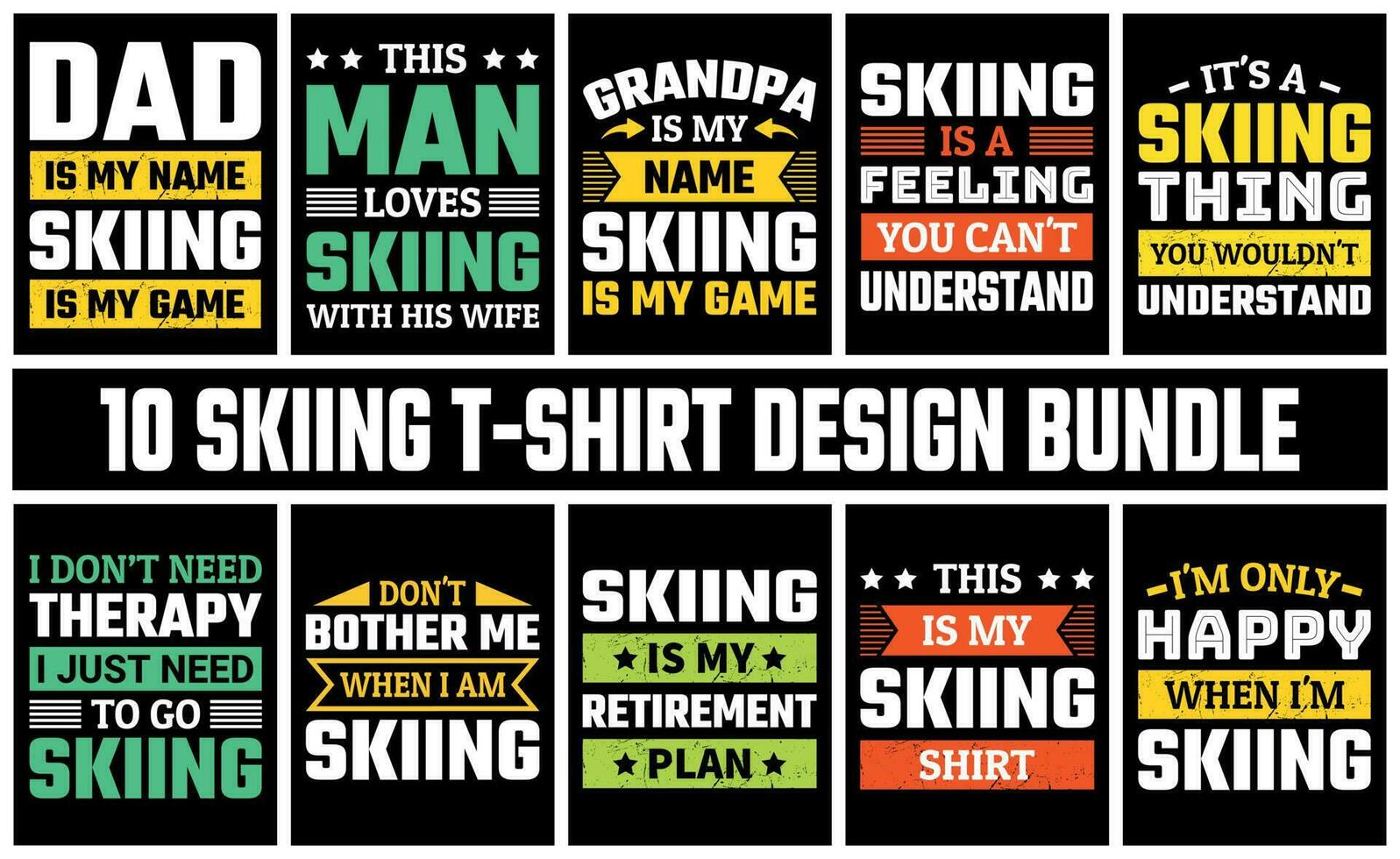 esquiar t camisa diseño conjunto vector