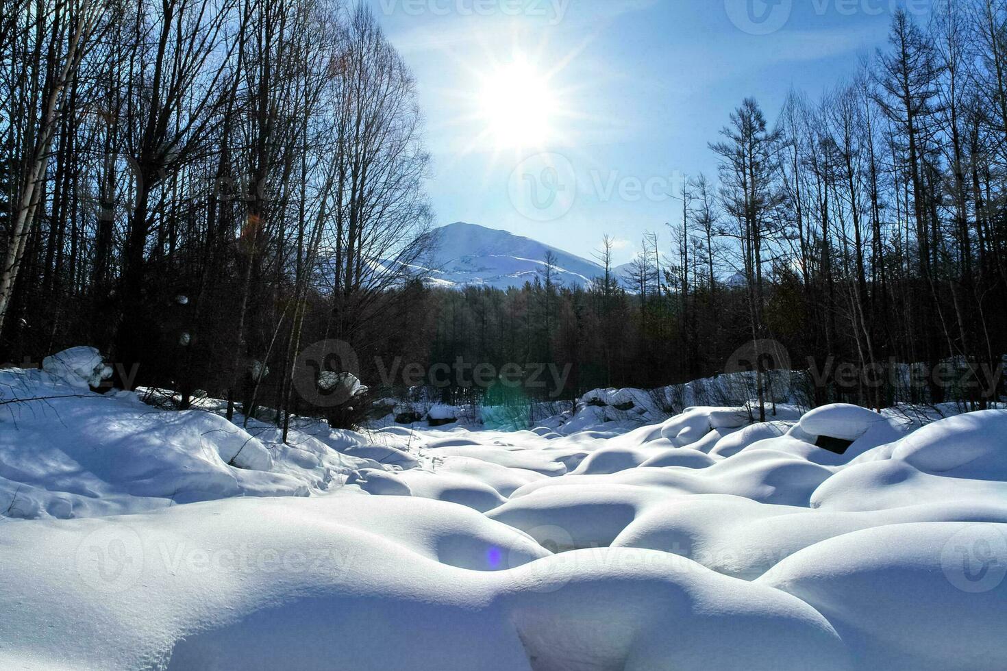 section of the river free of snow and ice. The nature of baikal. photo