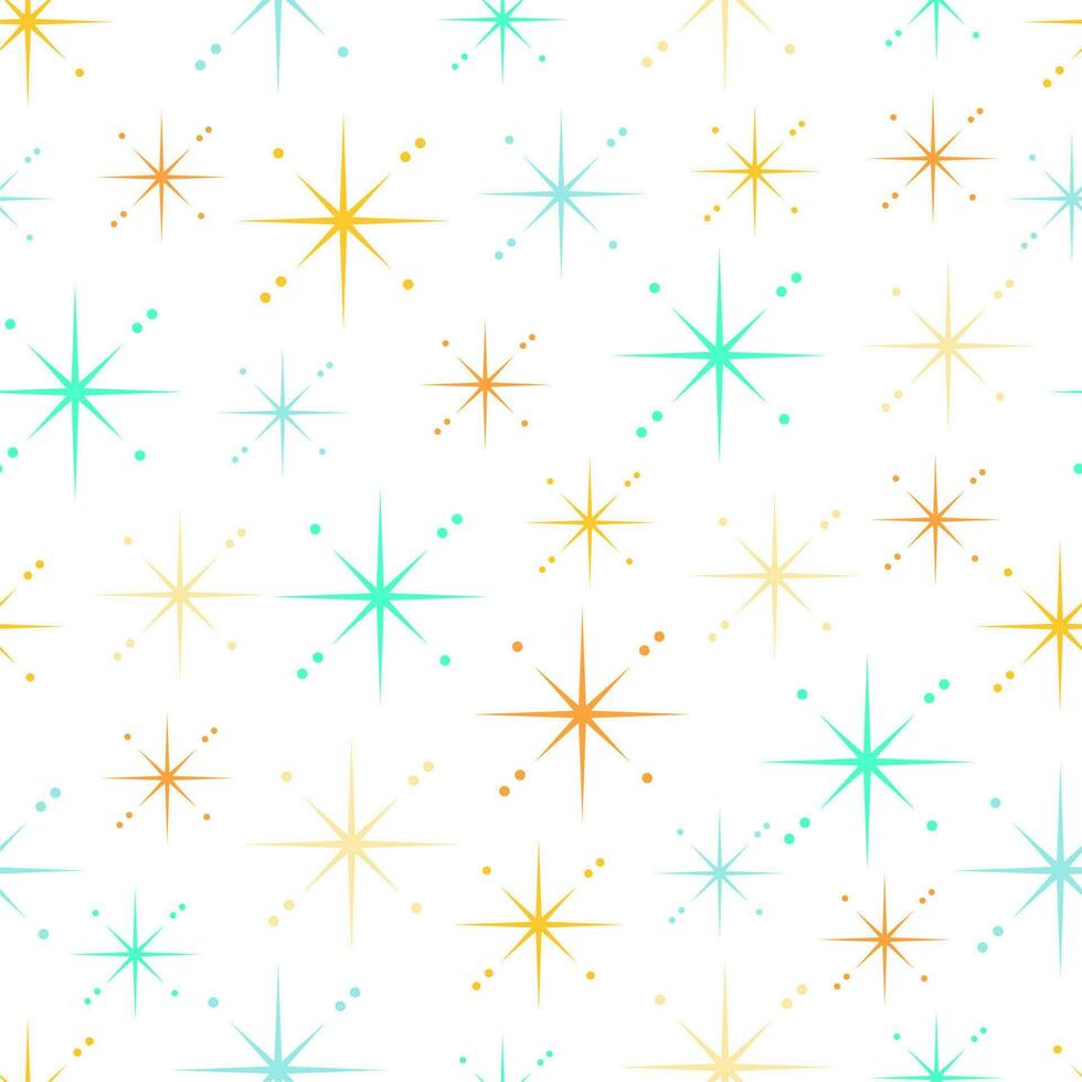 Colorful stars seamless pattern. Isolated on white background. vector