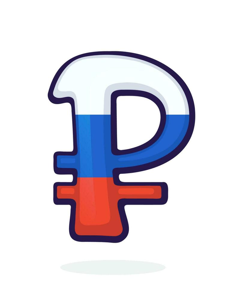 Cartoon illustration of ruble sign in national flag colors vector