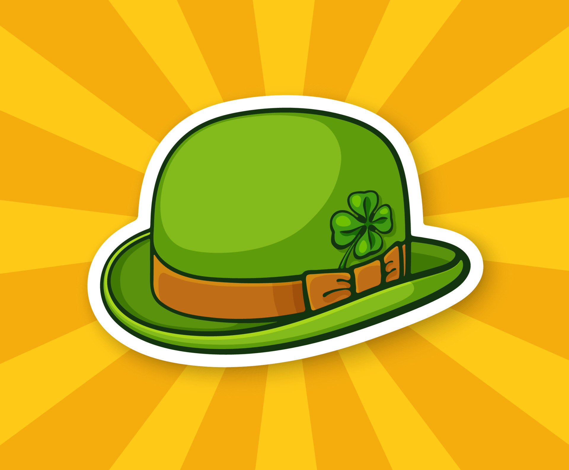 Sticker green bowler hat with clover 23808920 Vector Art at Vecteezy