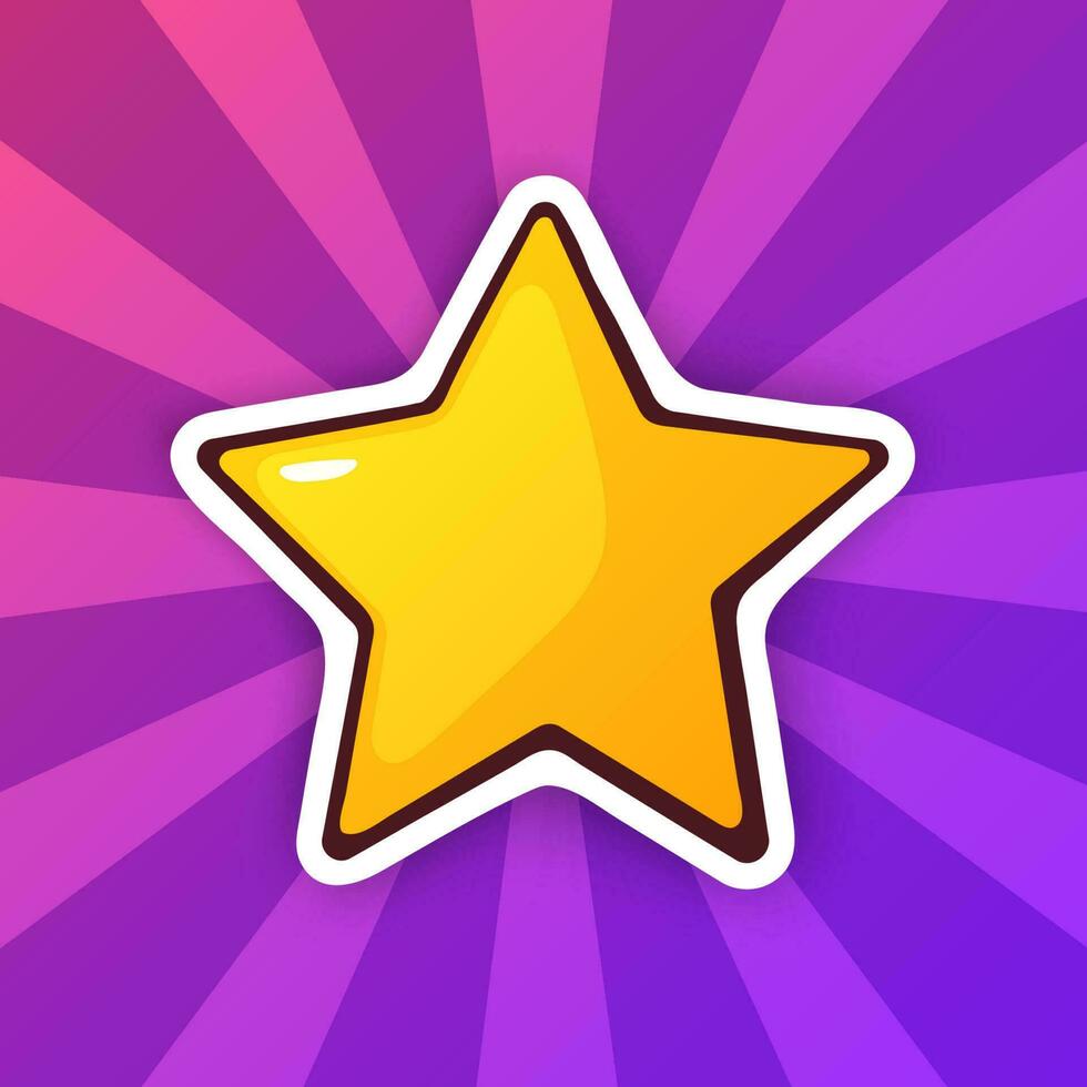Cartoon sticker with golden star vector