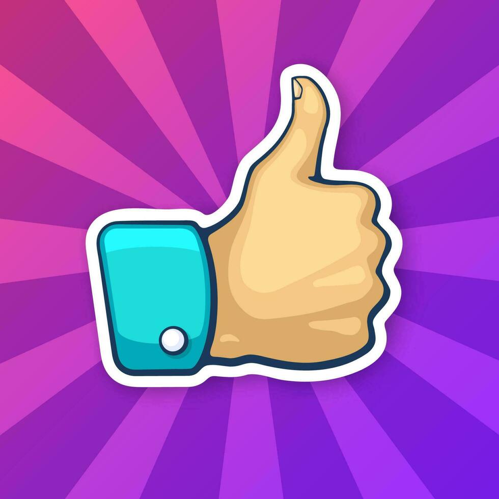 Sticker thumb up symbol of like vector