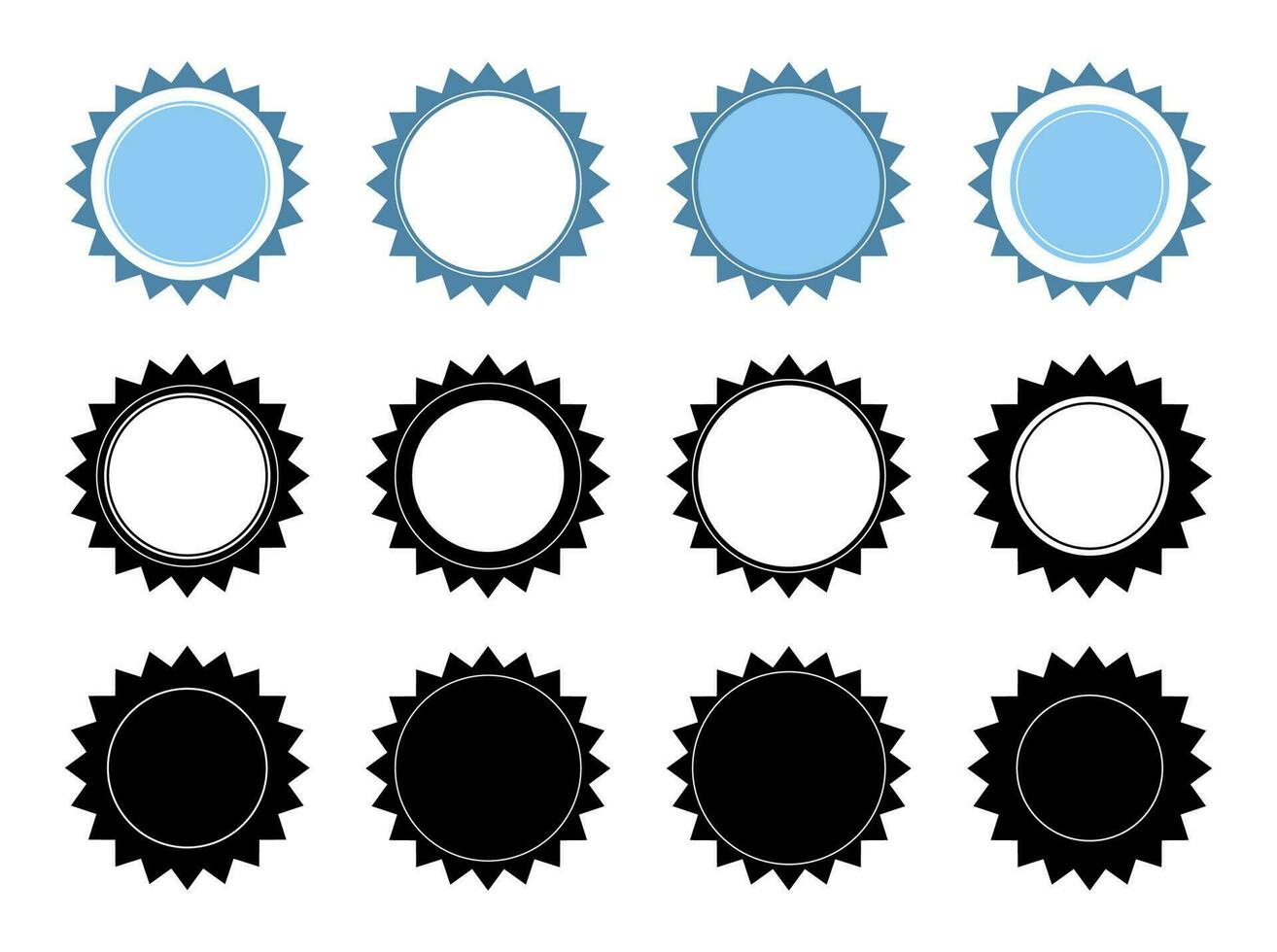 Set of simple flat round stamps vector