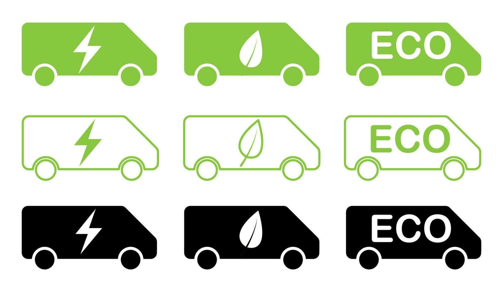 Set of icons of electric cars. The concept of using alternative energy vector