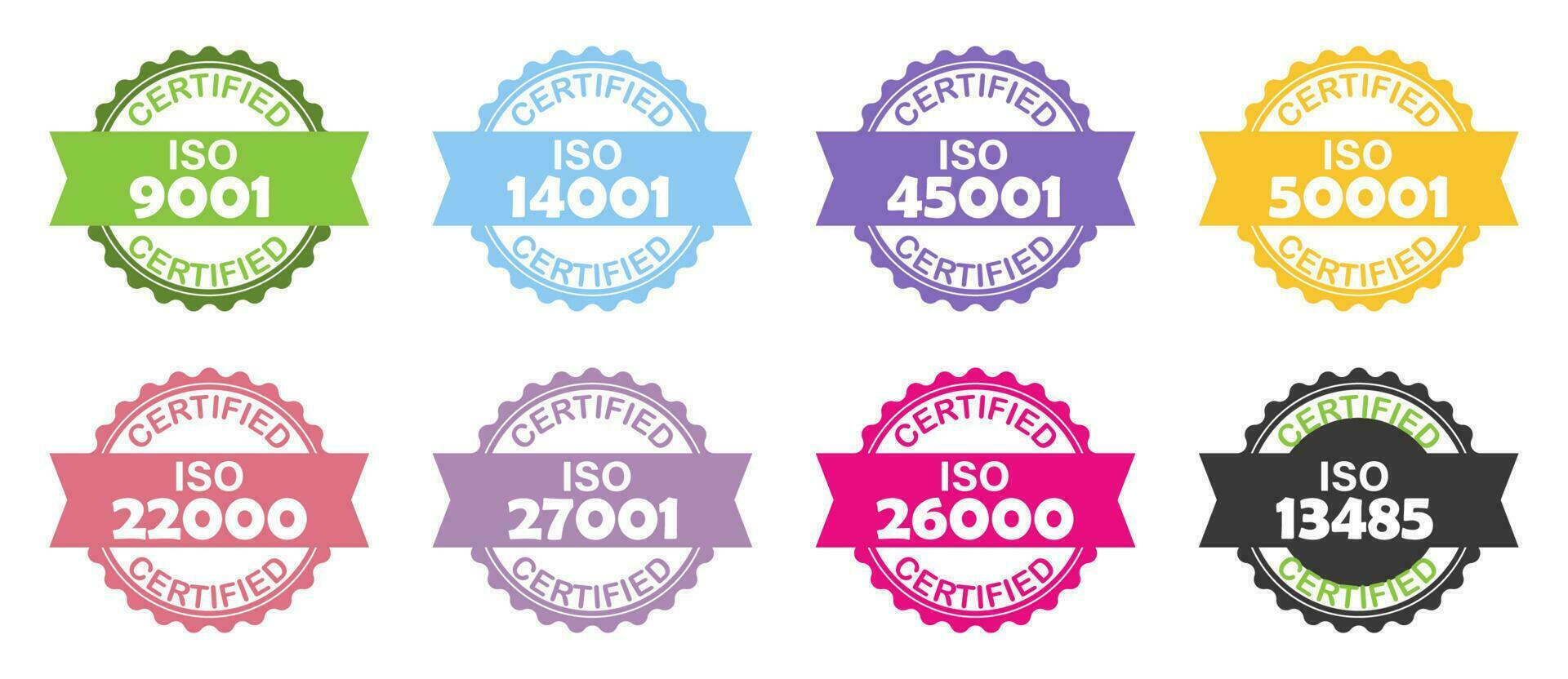 Set of ISO Certification stamp. Stamp sign - quality management systems vector