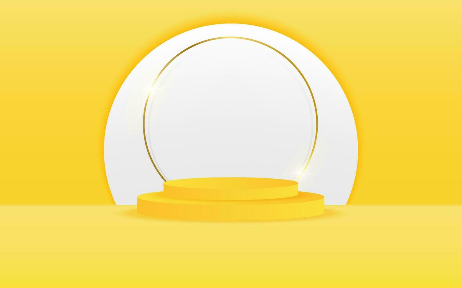 vector 3d Abstract yellow podium display on white circle in yellow background