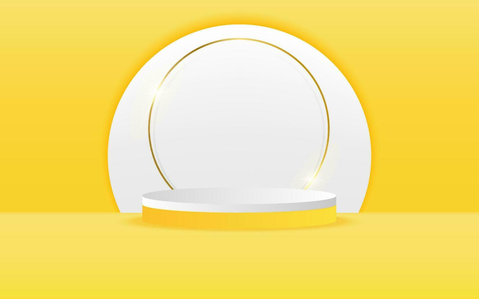 vector 3d Abstract yellow podium display on white circle in yellow background
