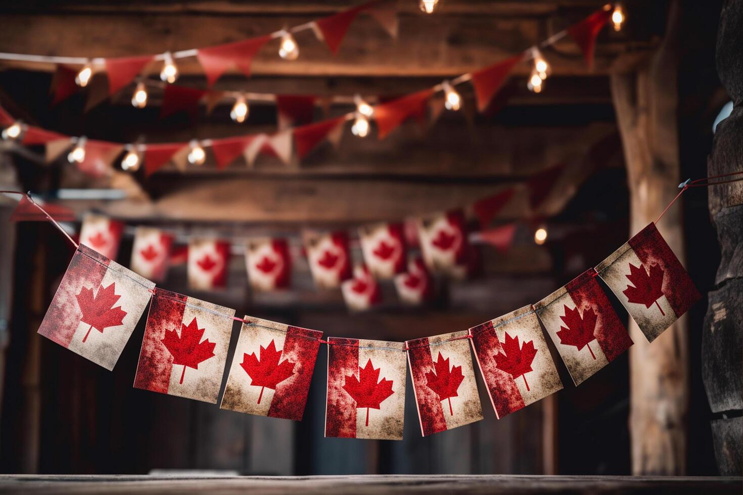 horizontal verderón decoración con bandera de Canadá, ai generativo foto