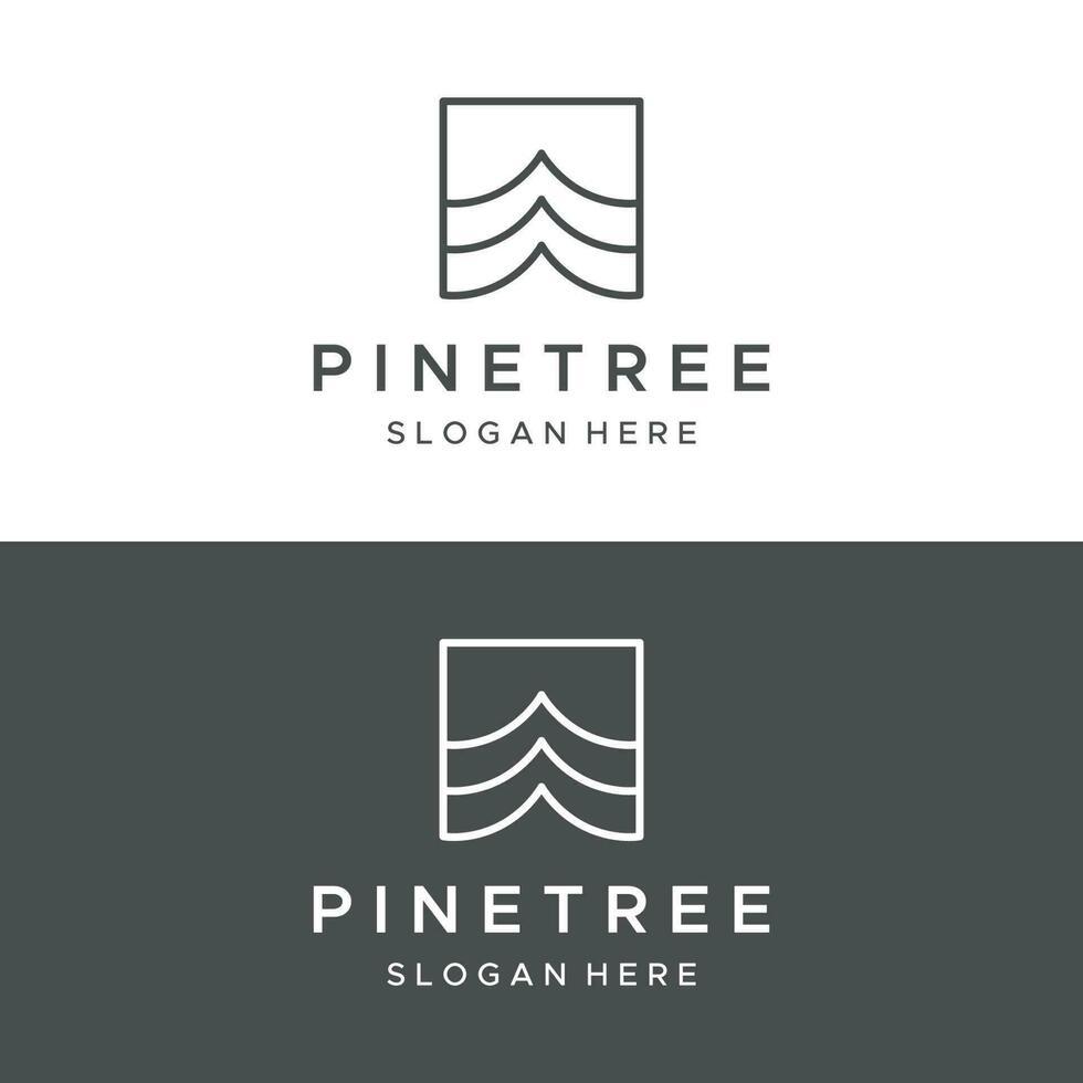 Pine tree,evergreen and mountain vintage Logo design.Logo for adventurer, camping, nature, badge and business. vector