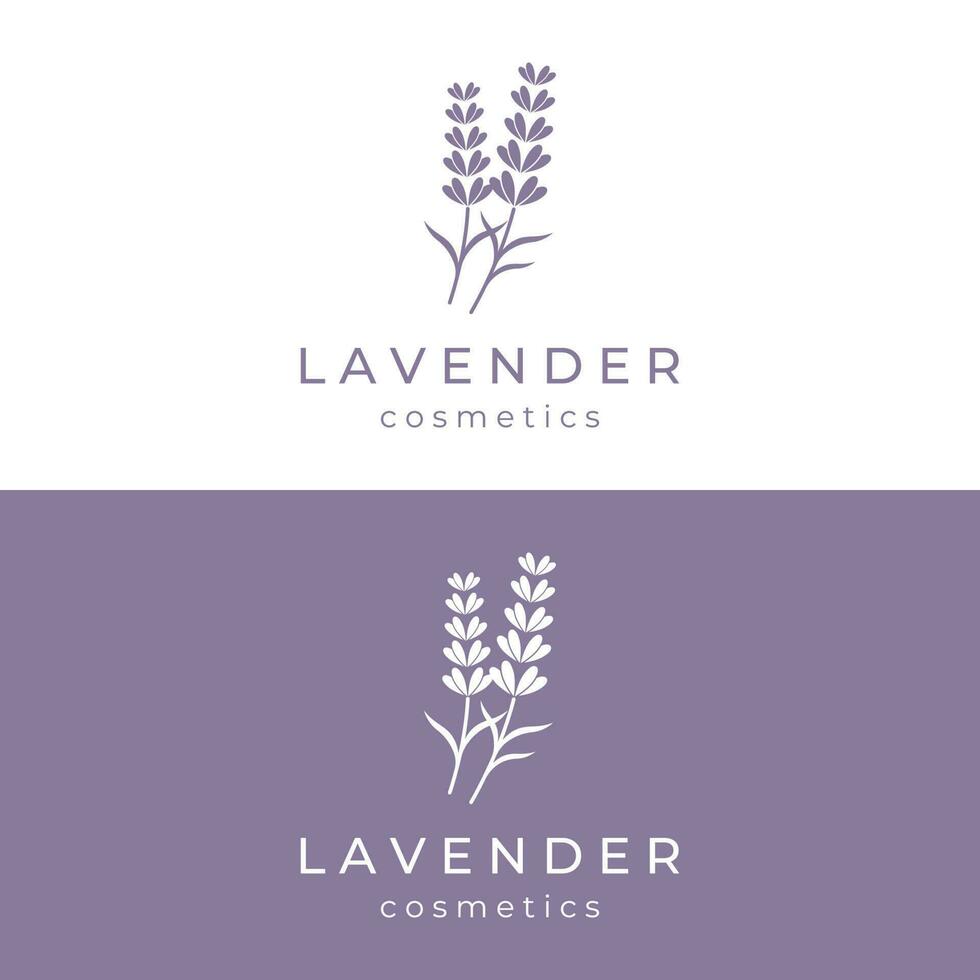 Hand drawn organic lavender flower logo template design.Logo for cosmetic, beauty,tea,oil,herb. vector