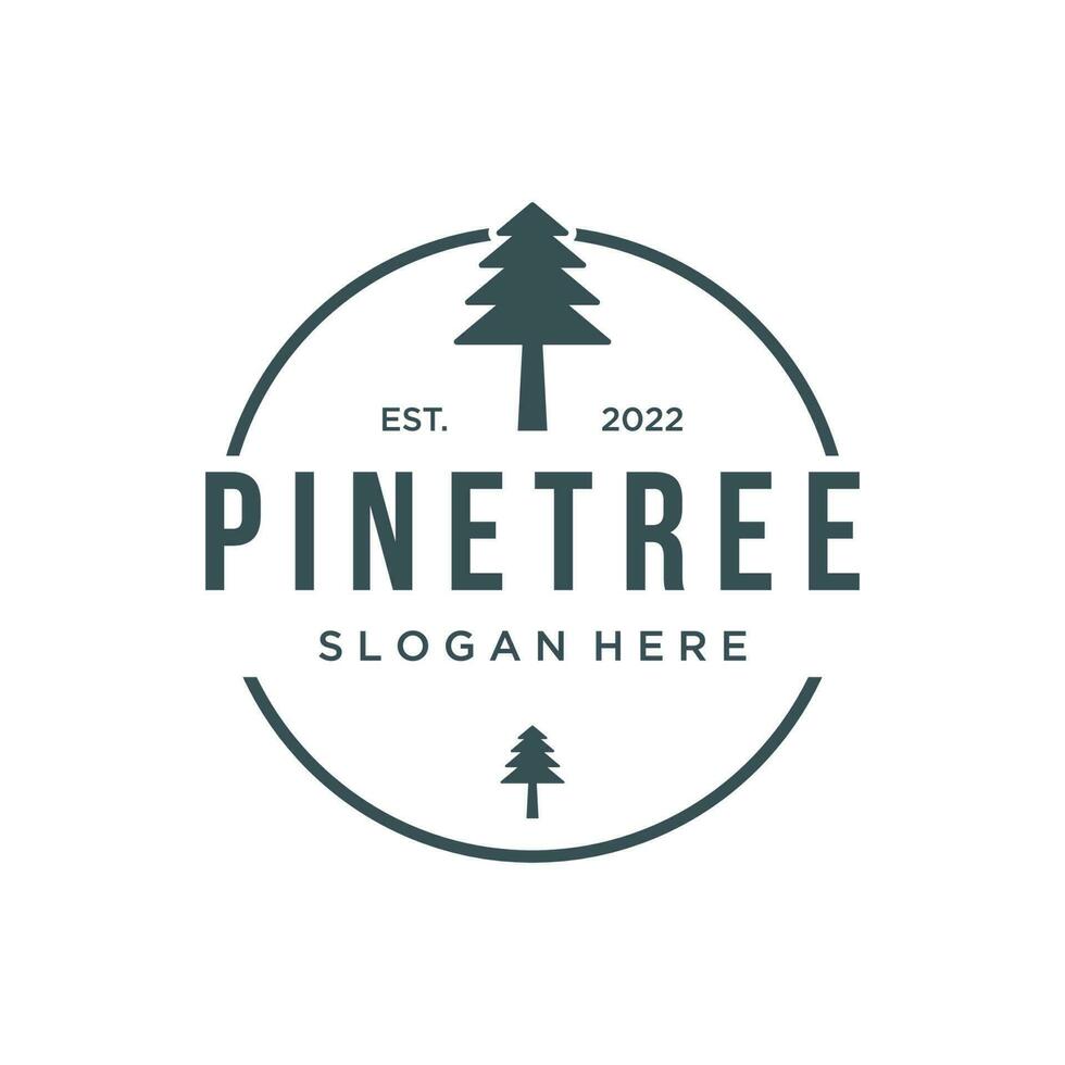 Pine tree,evergreen and mountain vintage Logo design.Logo for adventurer, camping, nature, badge and business. vector