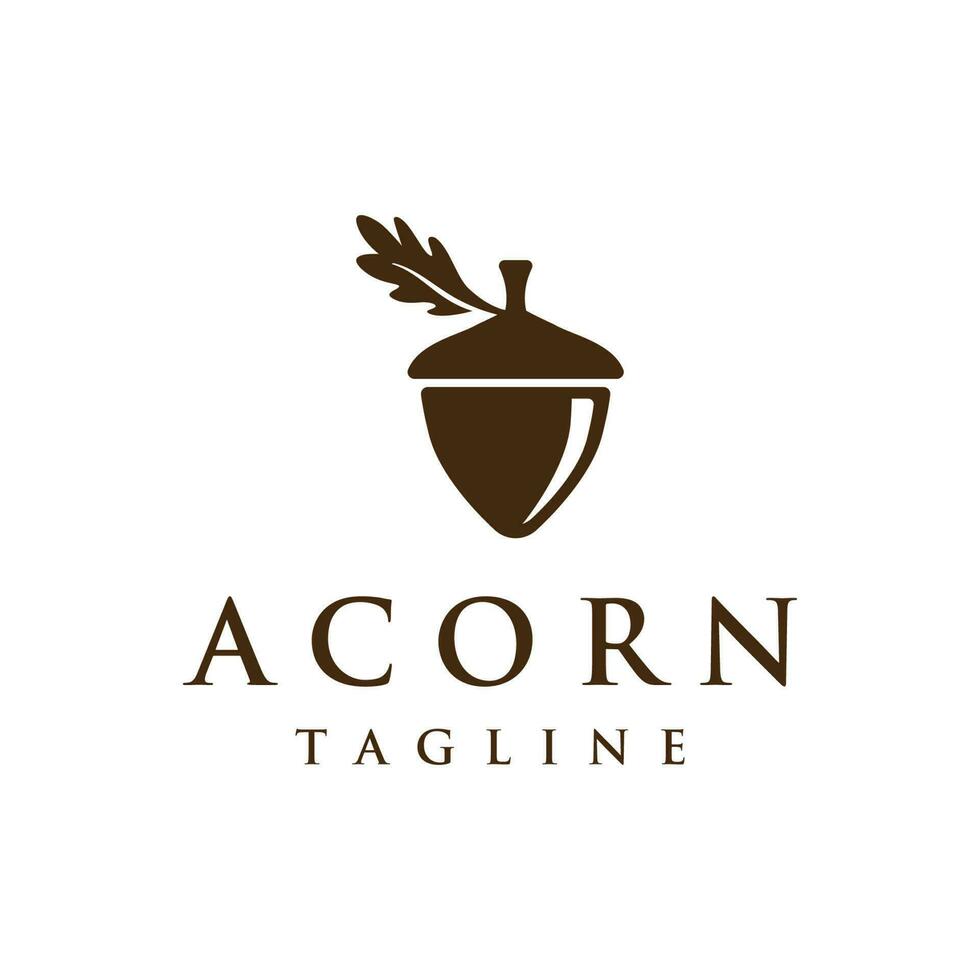 Acorn logo template design with leaves with editable vector illustration.
