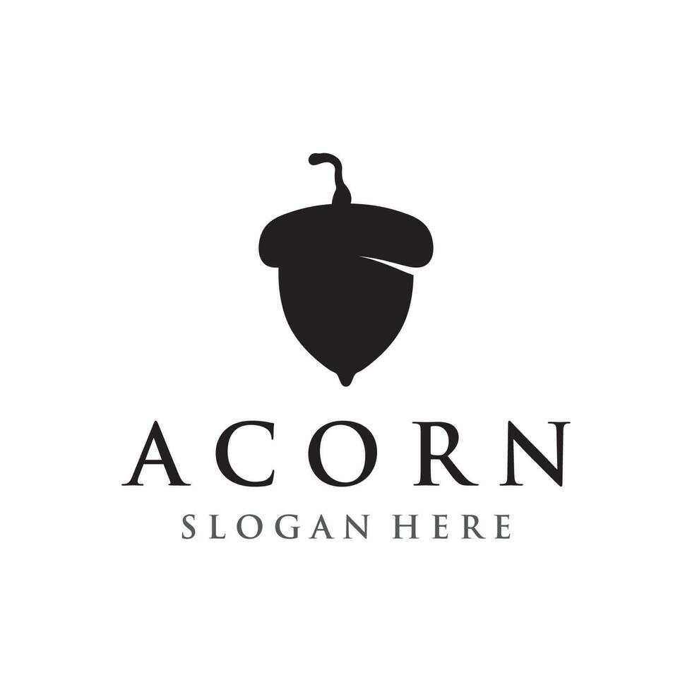 Acorn logo template design with leaves with editable vector illustration.