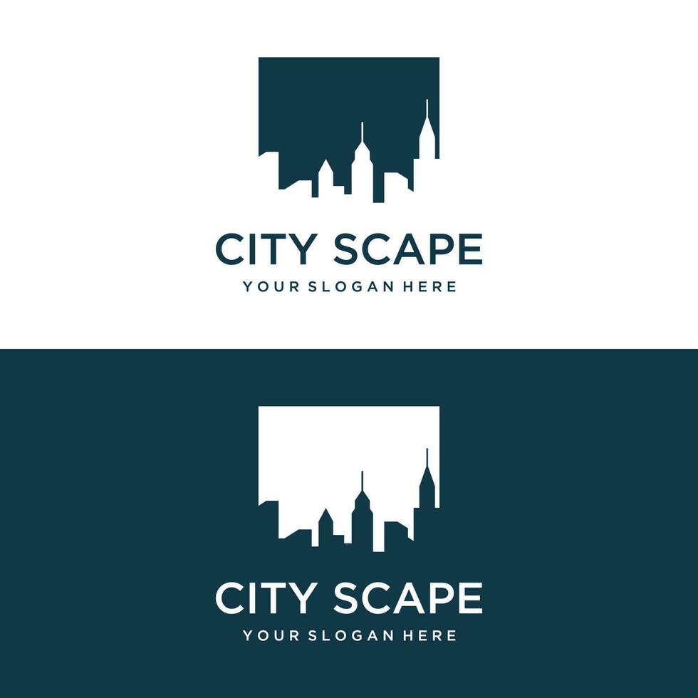 sano moderno ciudad horizonte logo modelo diseño.logo para negocio, propiedad, edificio y arquitecto. vector