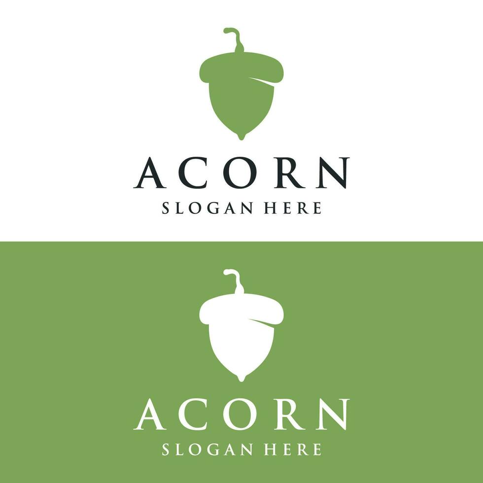 Acorn logo template design with leaves with editable vector illustration.