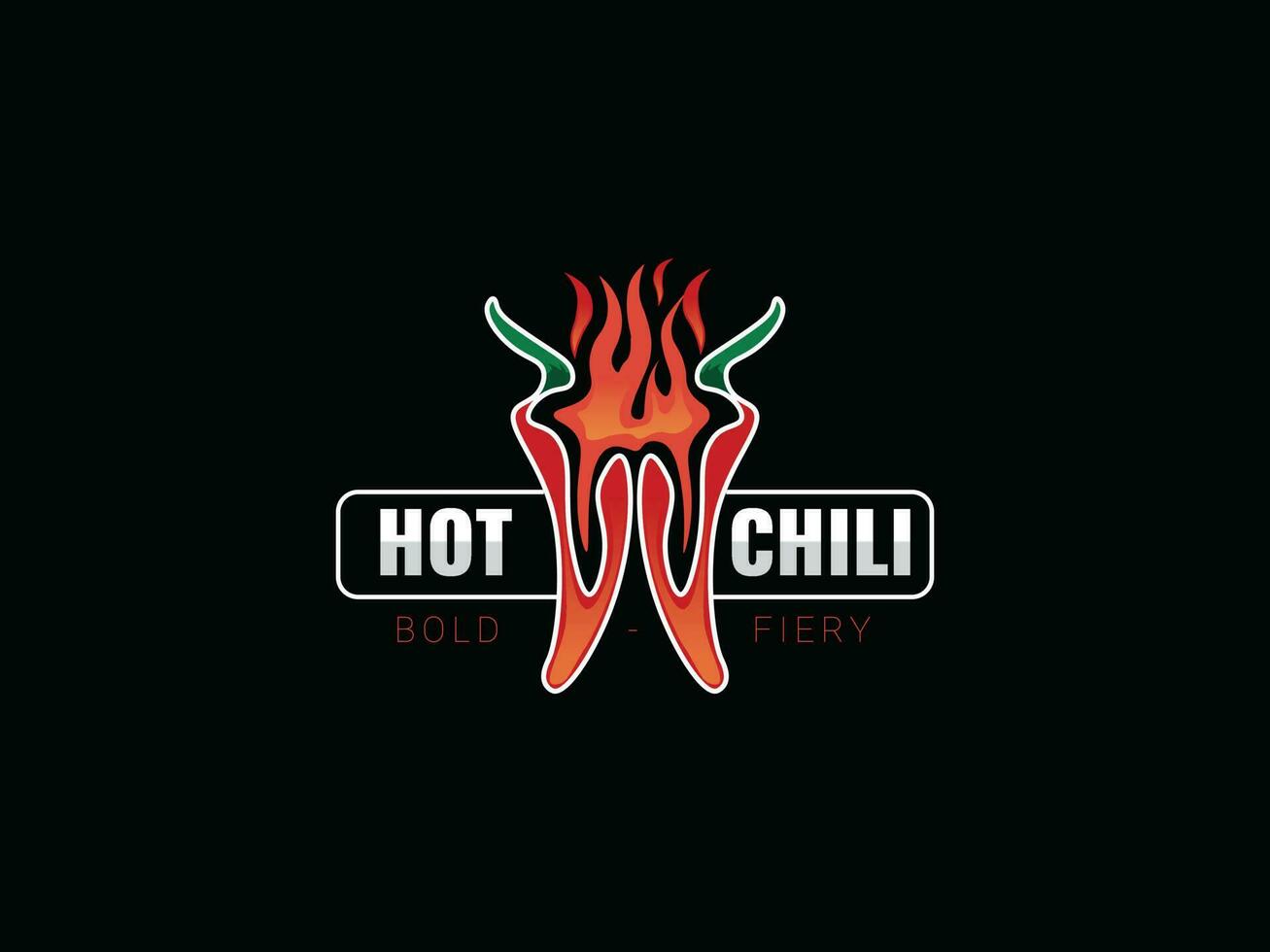 Hot Chili Logo design, Restaurant Logo, Red Chili Logo for Restaurant. Red and Green Chili Logo with black background. vector