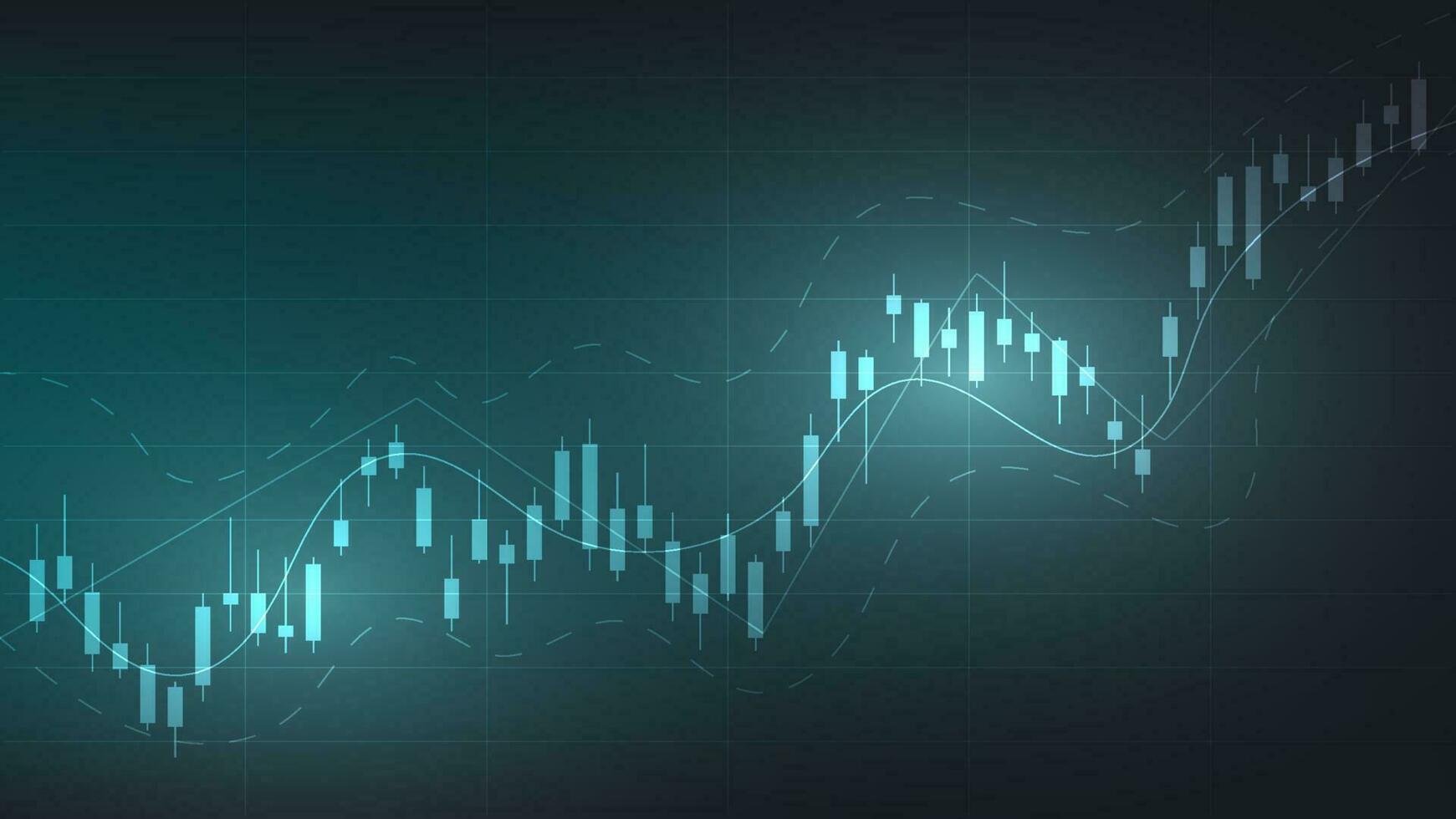 finance background. candlesticks chart on dark screen. stock market and business investment concept vector