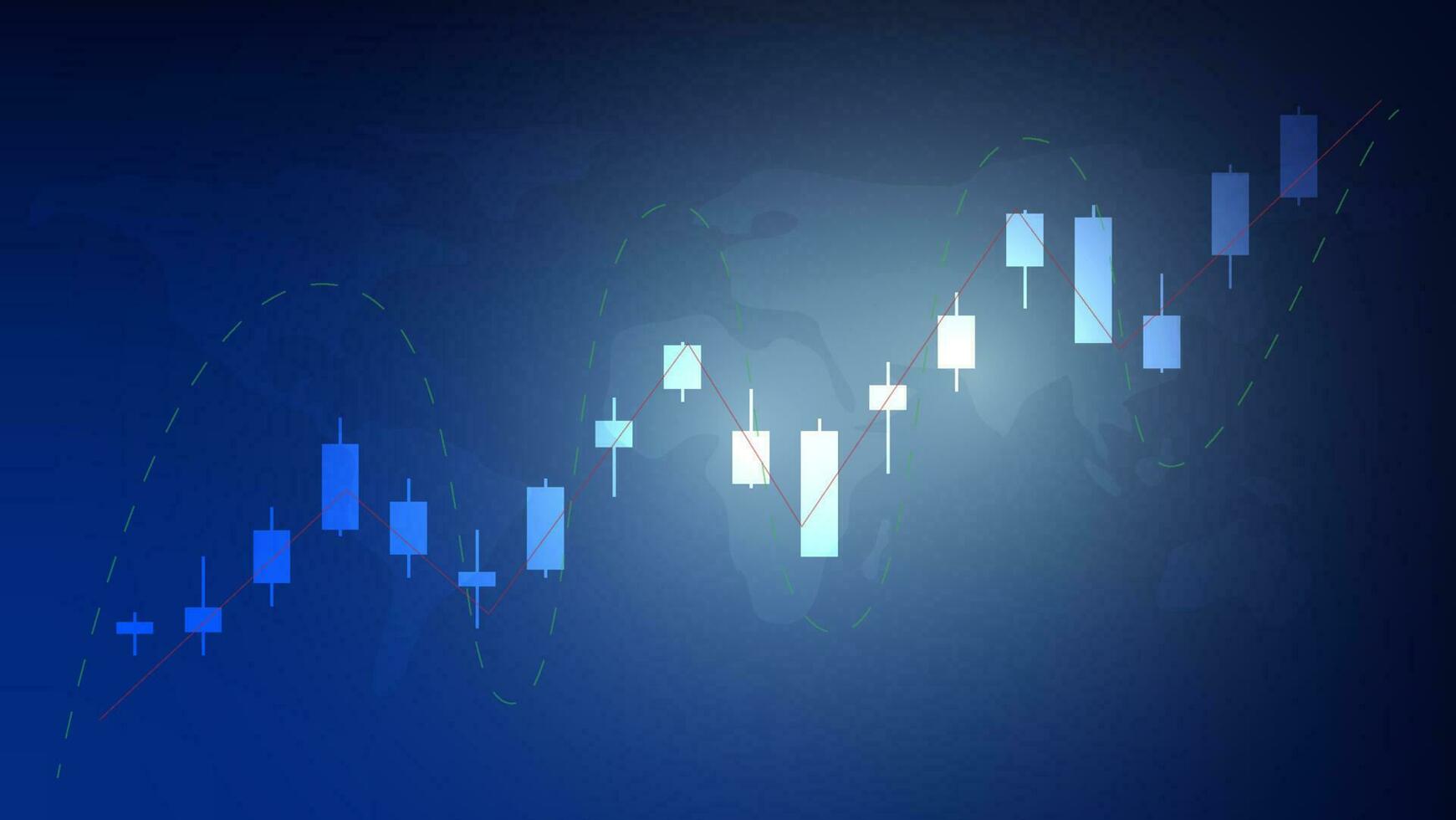 finance background. candlesticks chart on dark screen. stock market and business investment concept vector