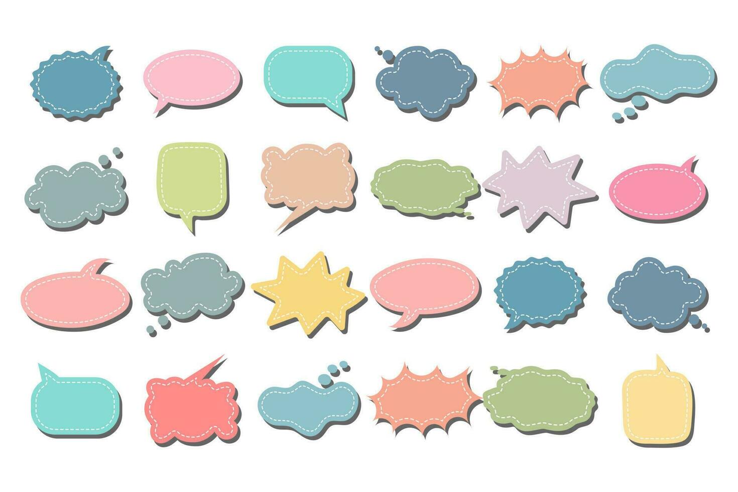 Collection of speech bubbles in different shapes and colors. Icons, vector