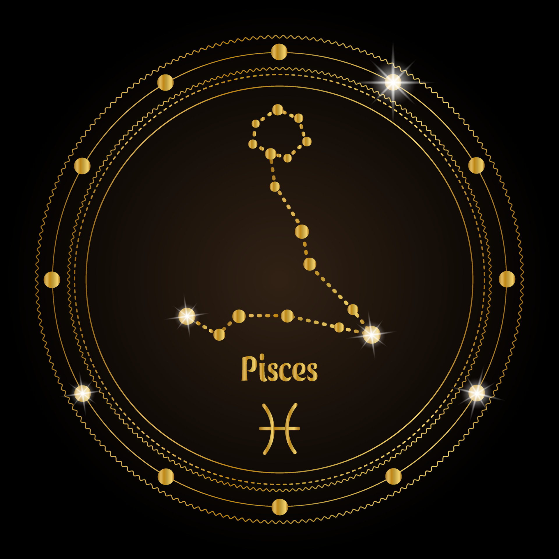 Pisces constellation of the zodiac sign in the cosmic magic circle