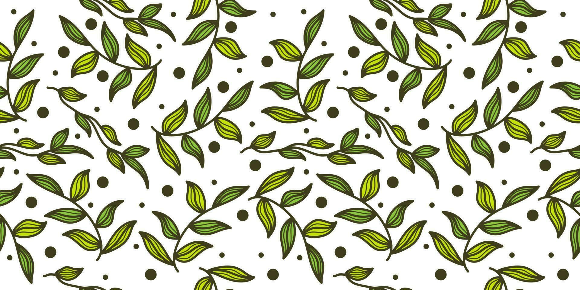 Green Leaf Pattern. Seamless Floral Pattern with Hand Drawn Style for Fashion, Wallpaper, Wrapping Paper, Background, Fabric, Textile, Apparel, and Card Design vector