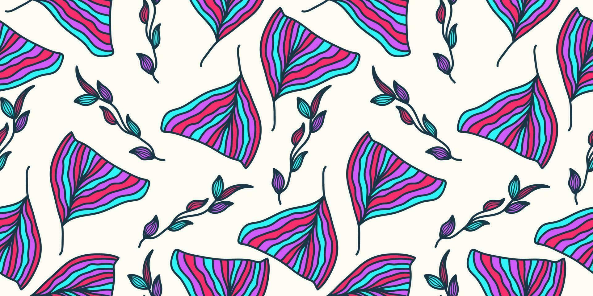 Colorful Seamless Floral Pattern with Hand Drawn Style. Flower Motif for Fashion, Wallpaper, Wrapping Paper, Background, Fabric, Textile, Apparel, and Card Design vector