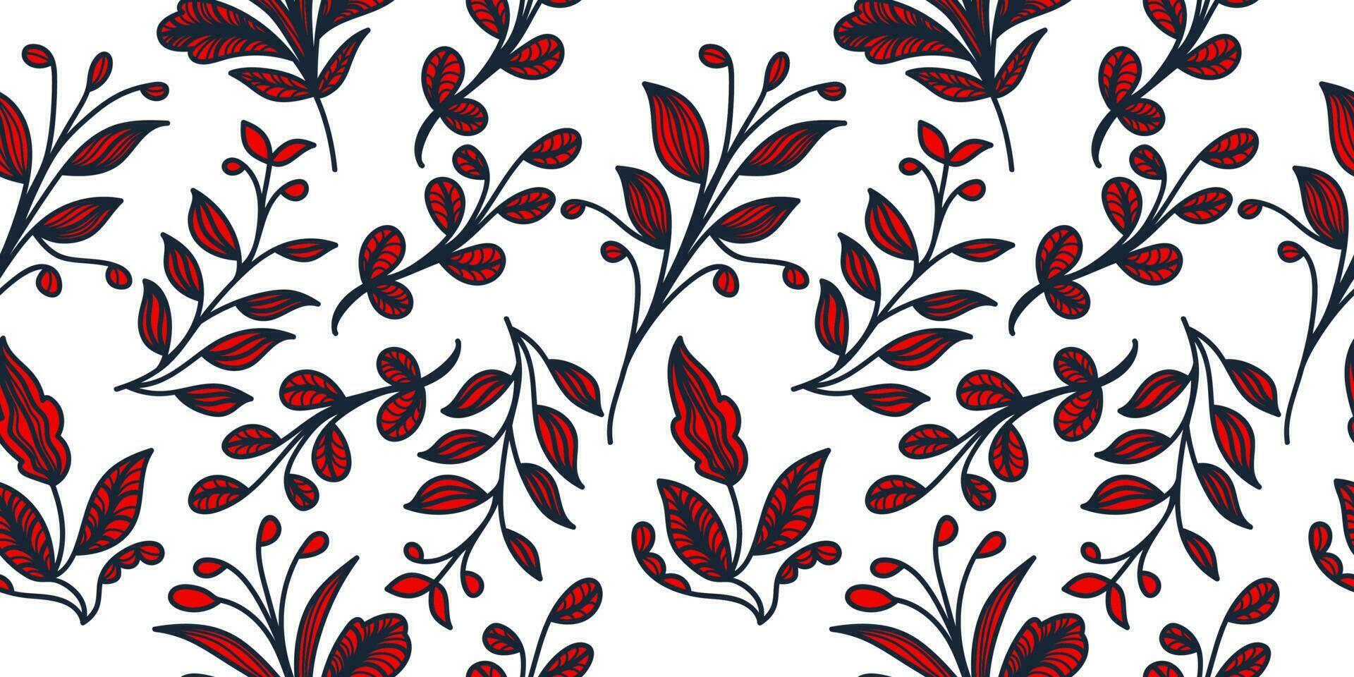 Elegant Red Flower Pattern with Hand Drawn Style. Vintage Seamless Floral Pattern for Fashion, Wallpaper, Wrapping Paper, Background, Fabric, Textile, Apparel, and Card Design vector