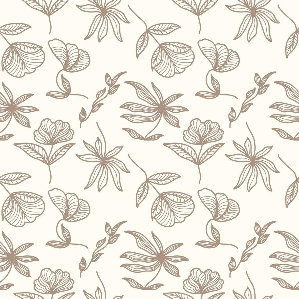 Seamless Cream Floral Pattern on White Background. Floral Motif for Fashion, Wallpaper, Wrapping Paper, Background, Fabric, Textile, Apparel, and Card Design vector