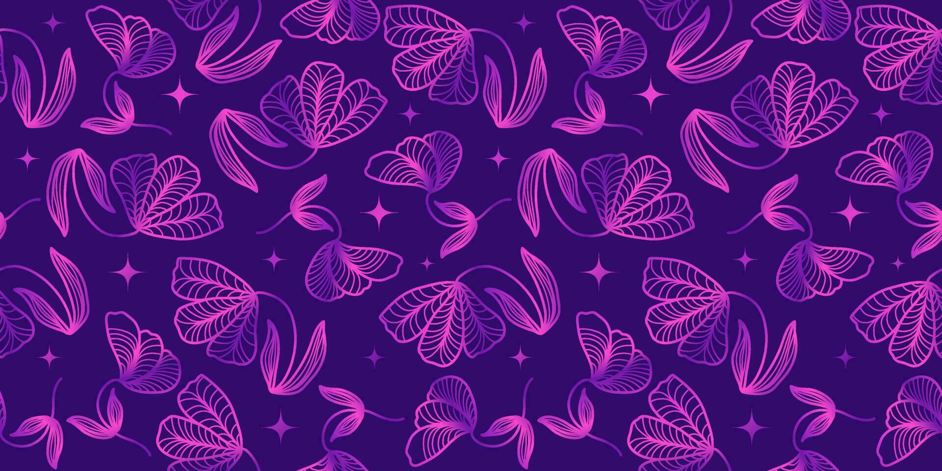 exótico floral modelo con mano dibujado estilo en púrpura degradado. flor motivo para moda, fondo de pantalla, envase papel, fondo, tela, textil, vestir, y tarjeta diseño vector