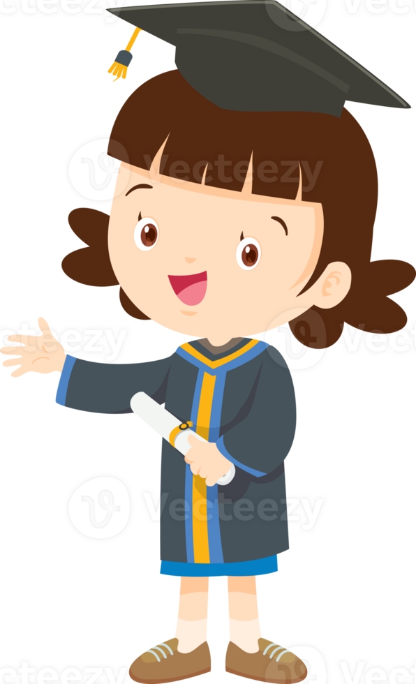 cute graduate students in graduate education with hat diploma ,certificate cartoon png