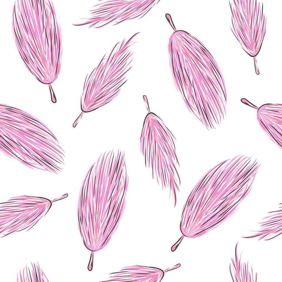 Flamingo pink feather pattern vector