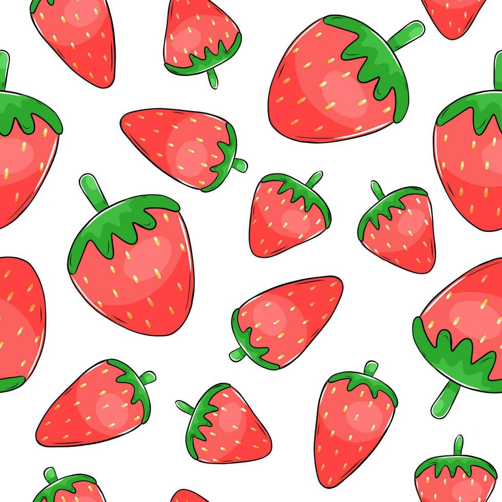 Cute seamless pattern with strawberry vector