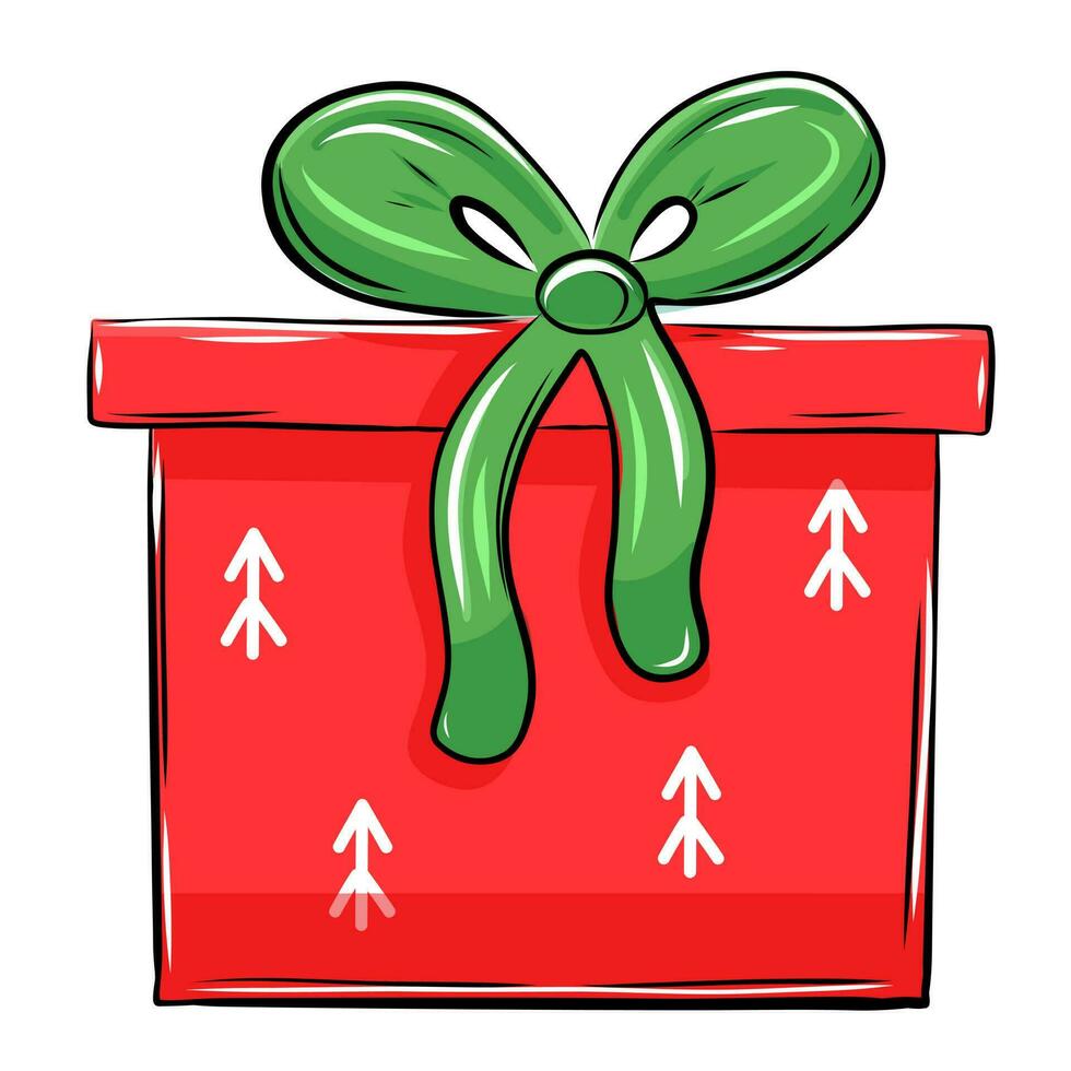 Christmas gift in cartoon style vector