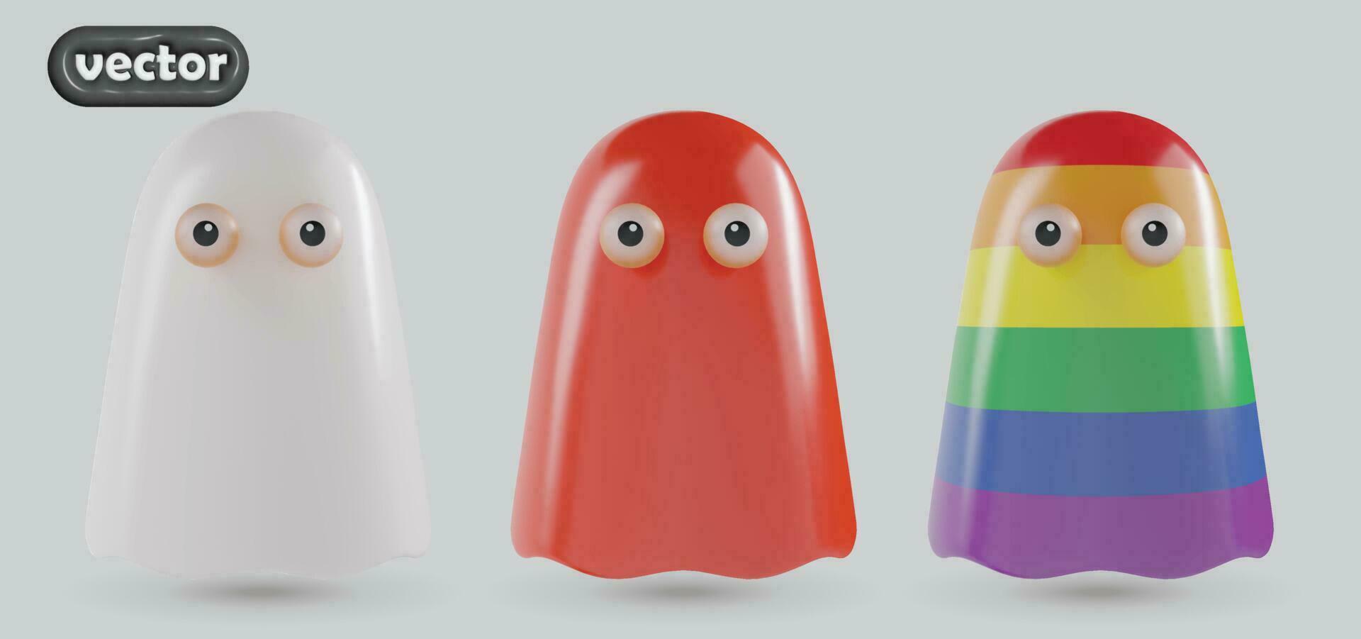 Boo,the ghosts 3d vector set for halloween day,evil is cute