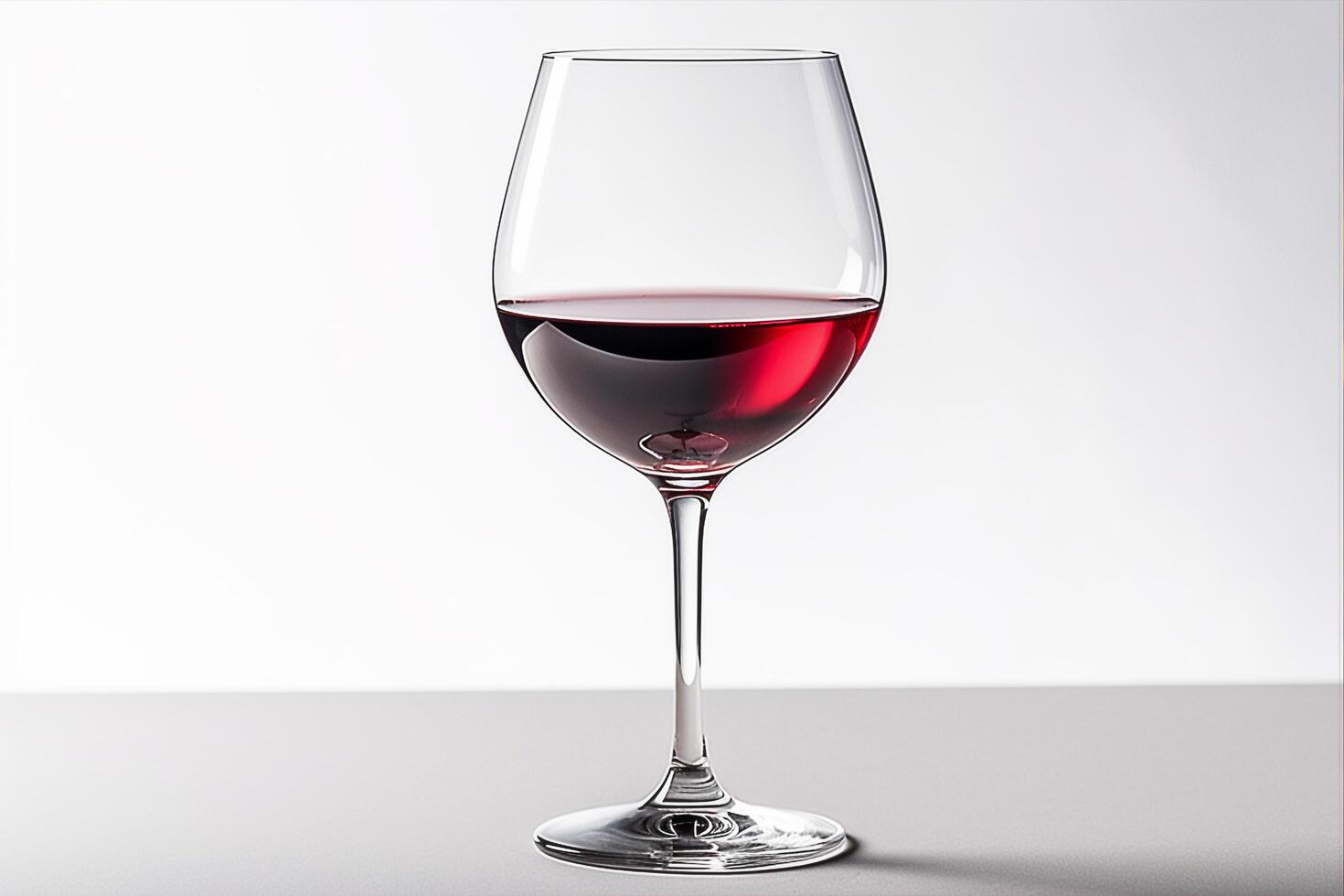 the one wine glass with red wine against white, photo