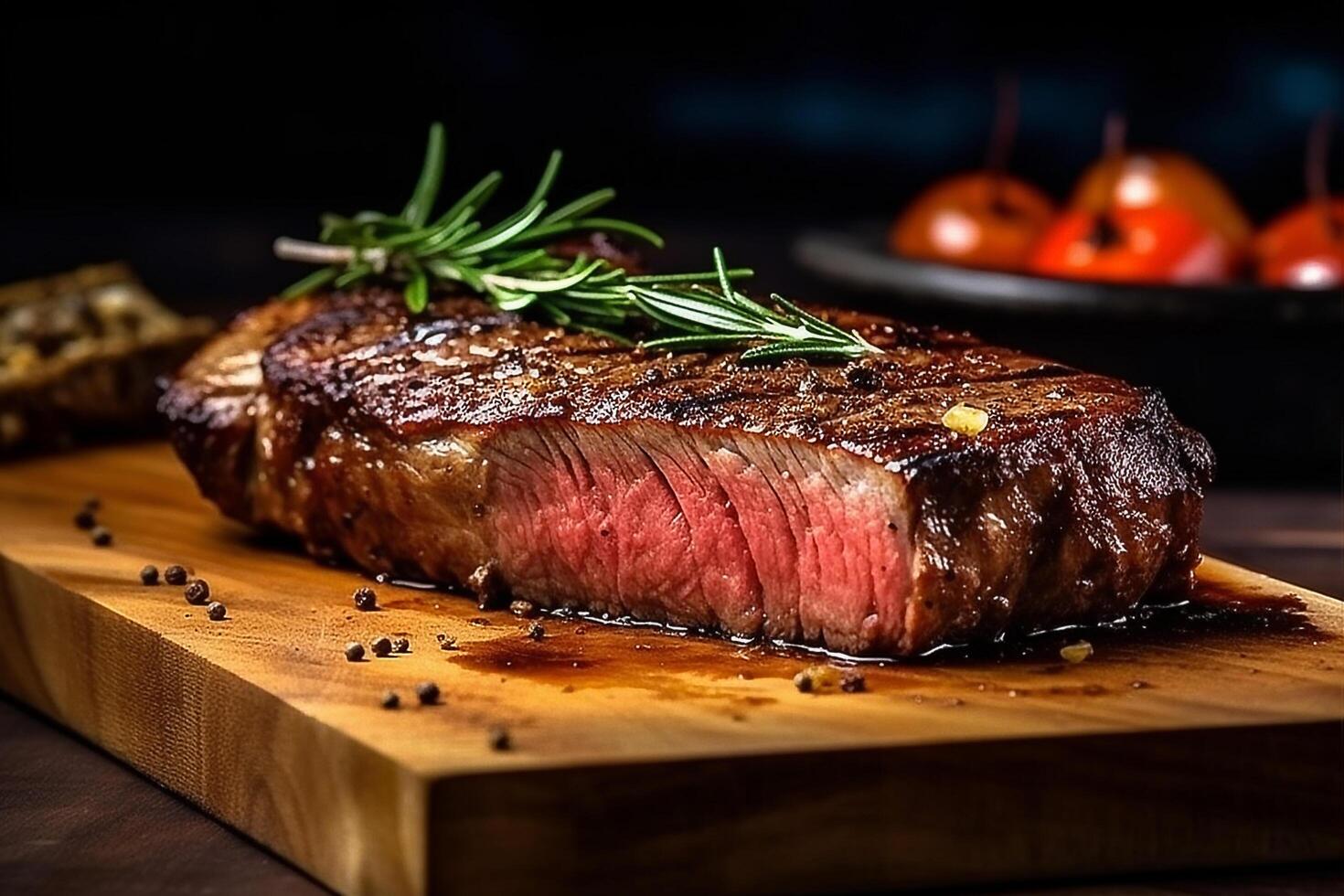 chuletón filete con papas, ai generativo foto