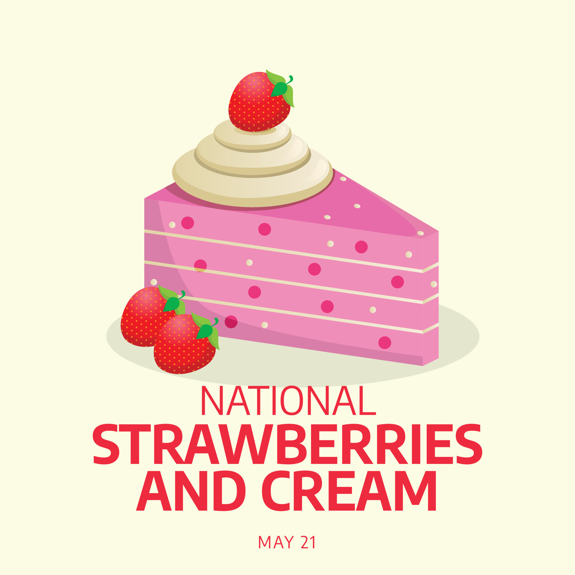 vector graphic of National Strawberries and Cream Day good for National