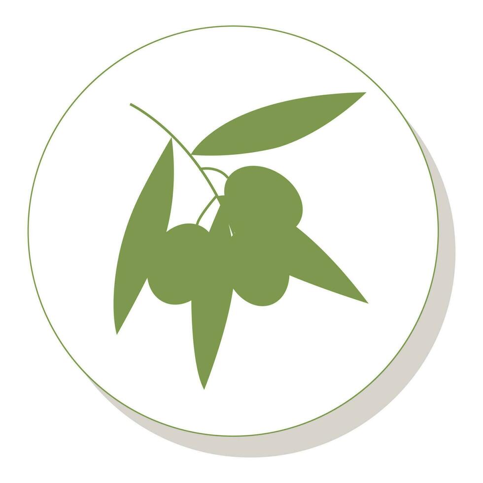 Olives on a branch. Simple logo for your design. Vector illustration.