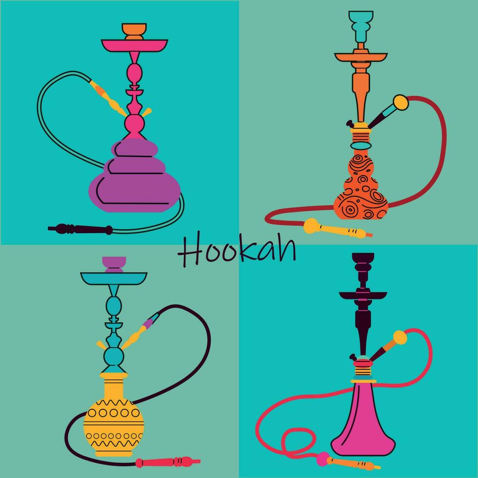 conjunto de varios cachimbas salón bar logo concepto. vector ilustraciones en de colores antecedentes.