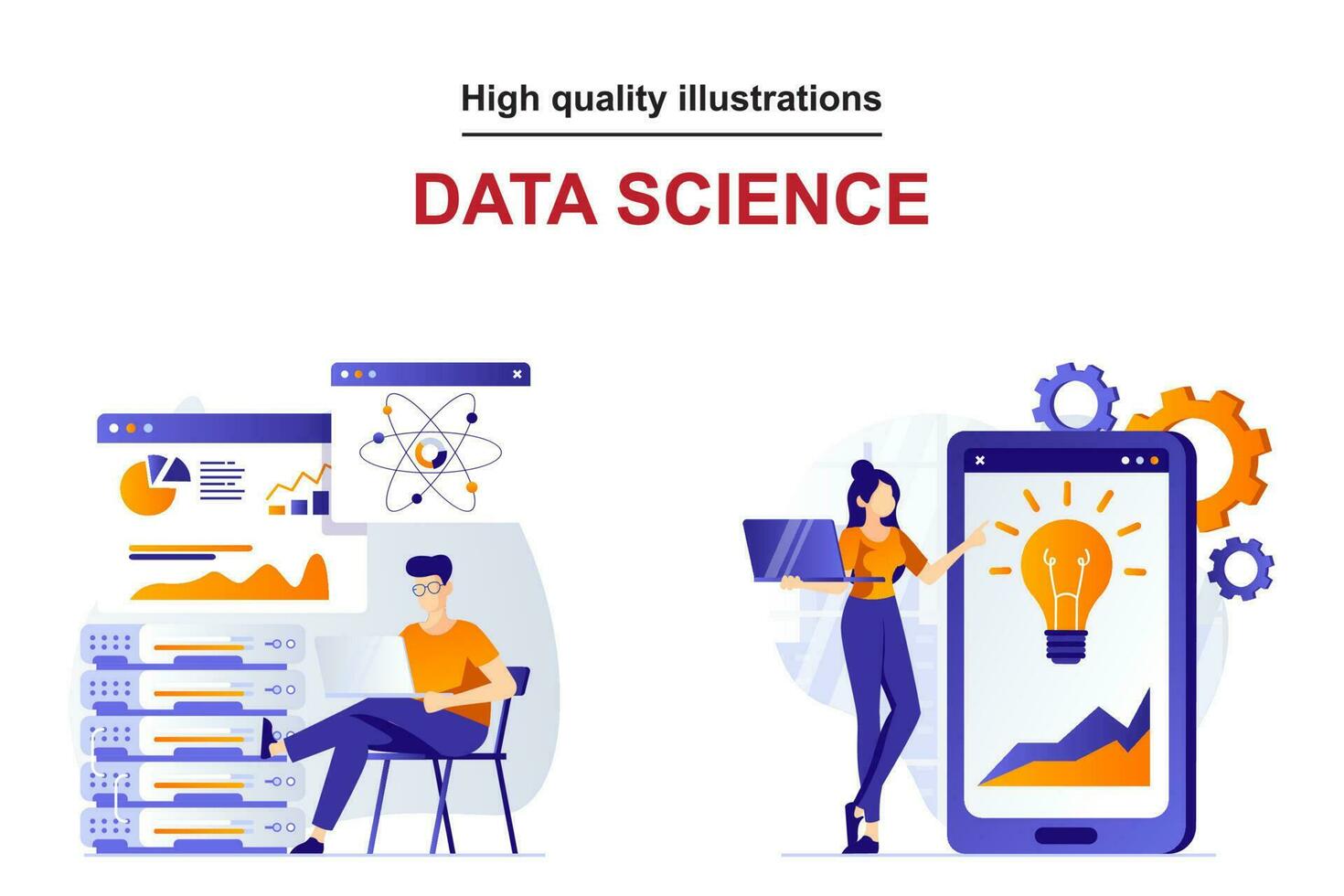 High Quality Data Science Illustration vector